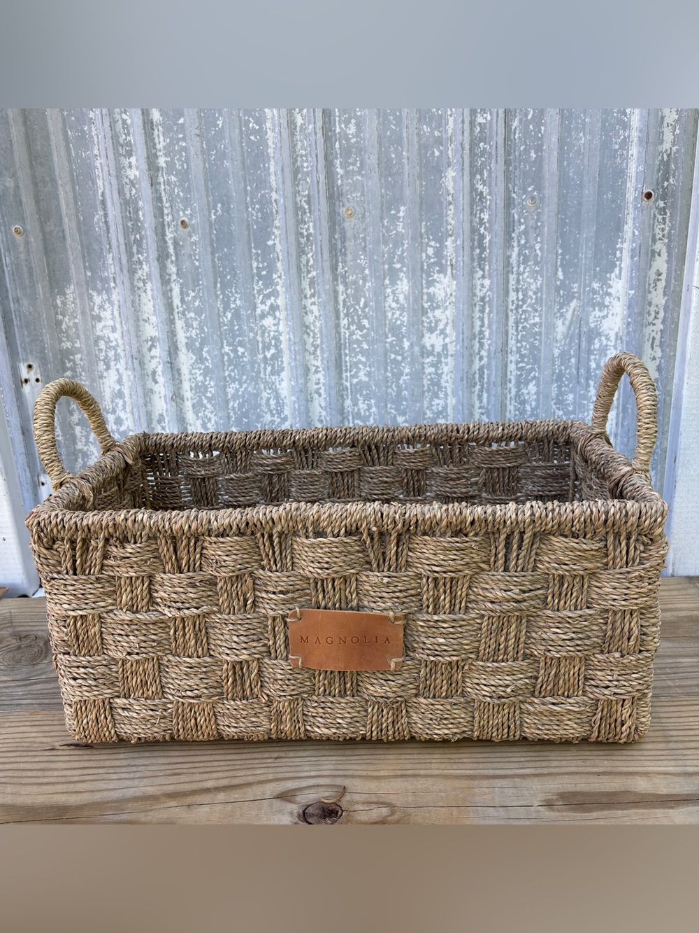 Magnolia 19” Chunky Woven Water Hyacinth Storage Basket NICE!